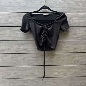 Black Ruched Crop Top